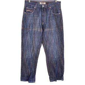Vintage Koman Baggy Embroidered Straight Leg Skater Jeans Sz 36